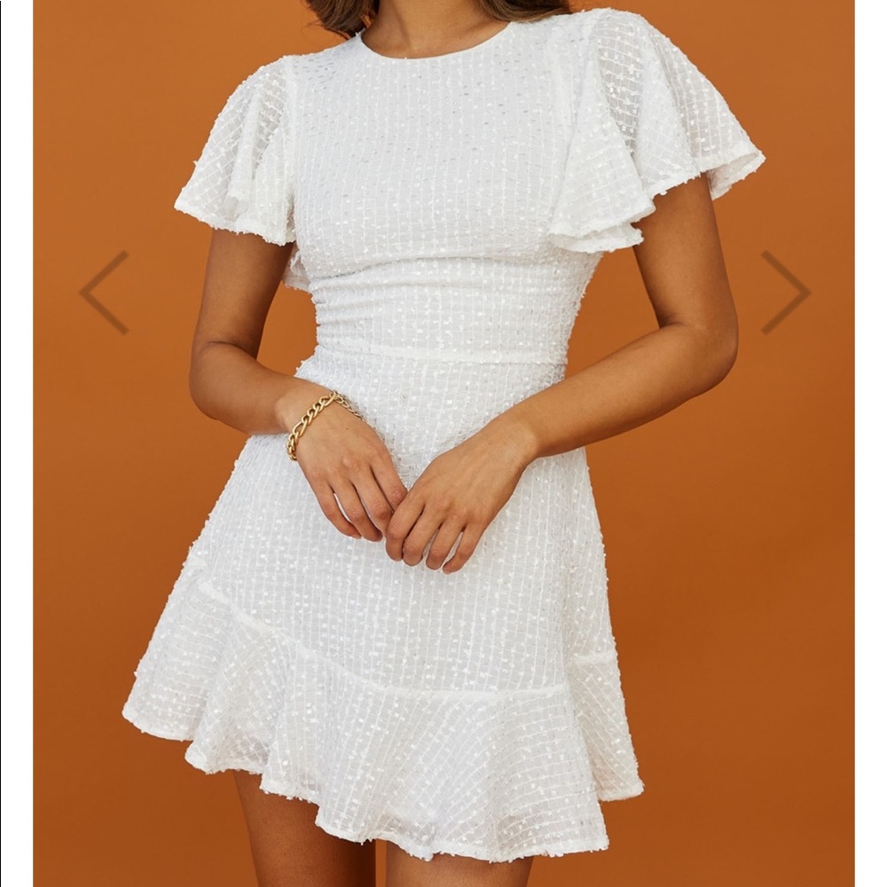 White Angle sleeve dress